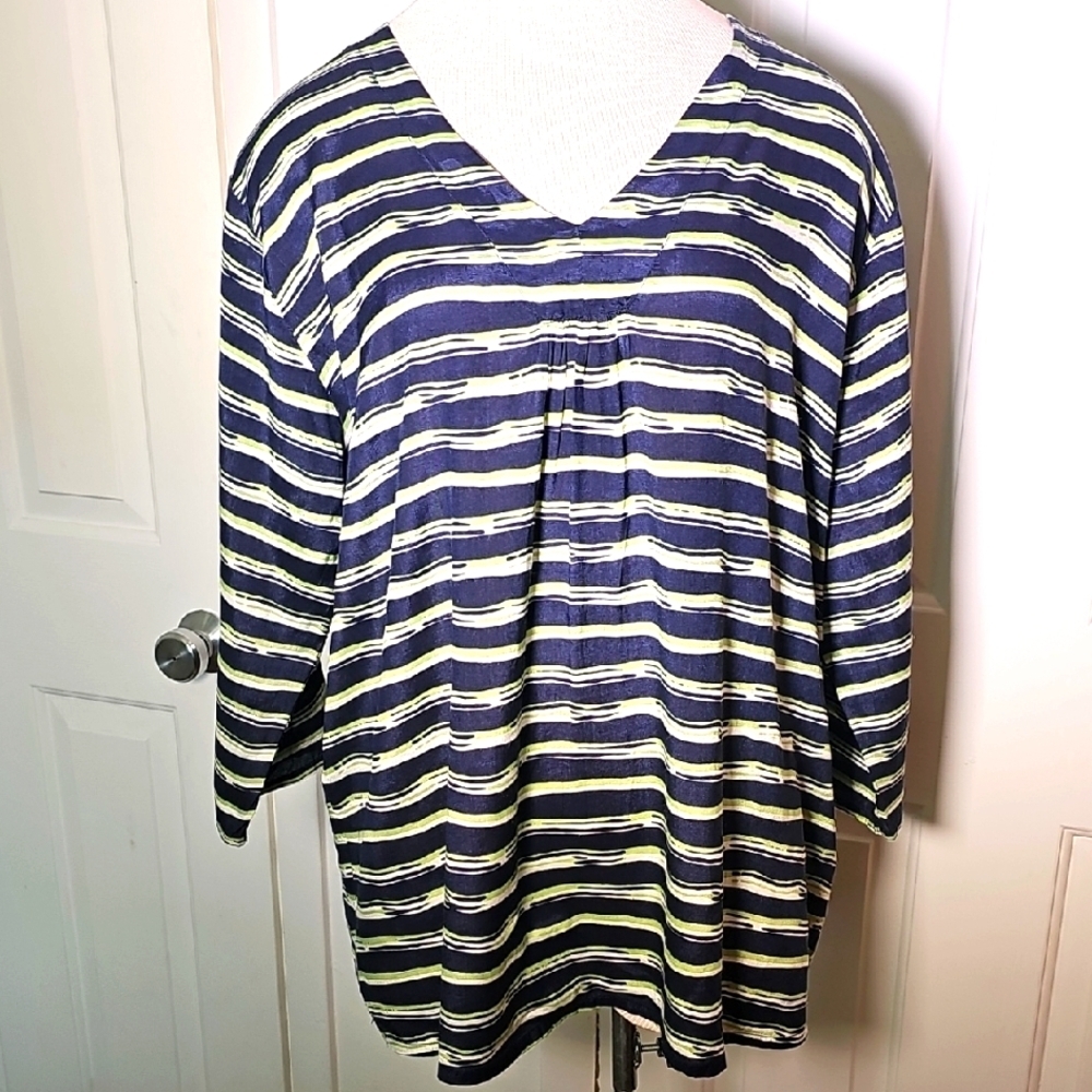 Masai Striped V-Neck Women's Oversized Top In Size Meduim.